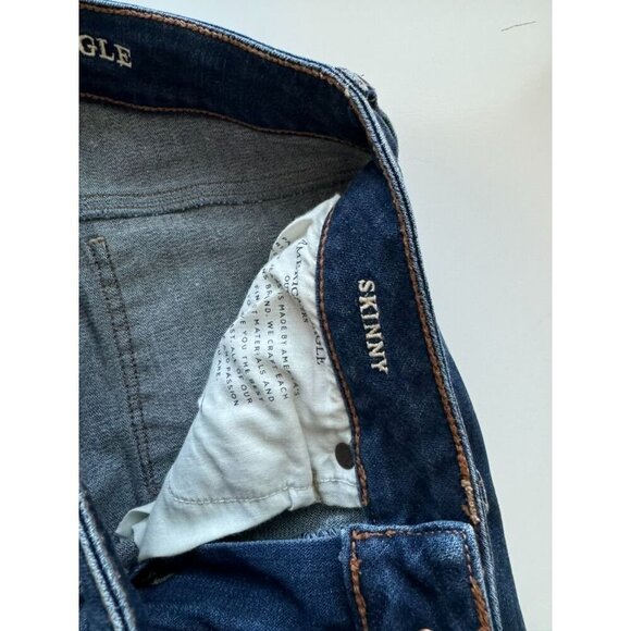 American Eagle Womens Skinny Jeans Size 2 Regular Distressed Denim Blue - Picture 10 of 11